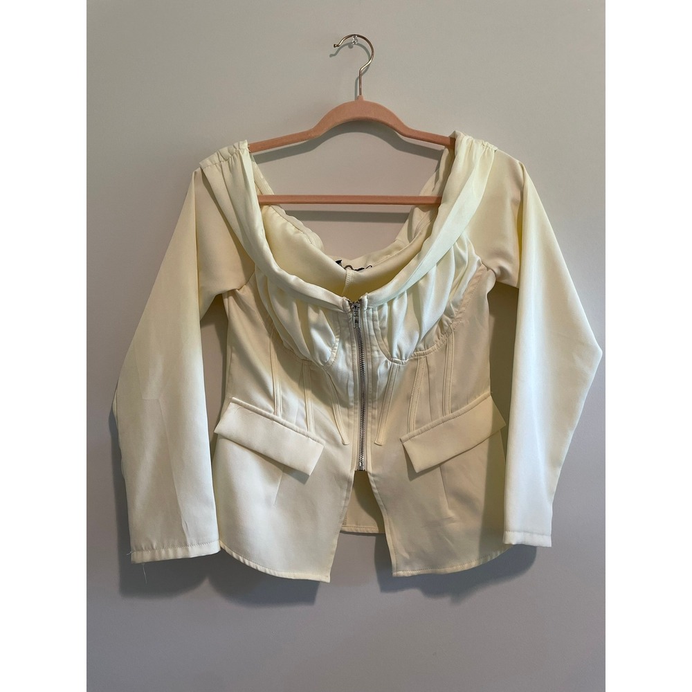 PLT Ivory Off Shoulder Corset Top Zip Size 6